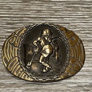 Vintage ADM If You Aint Oilfield Belt Buckle Solid Brass Made in the U.S.A.